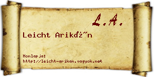 Leicht Arikán névjegykártya